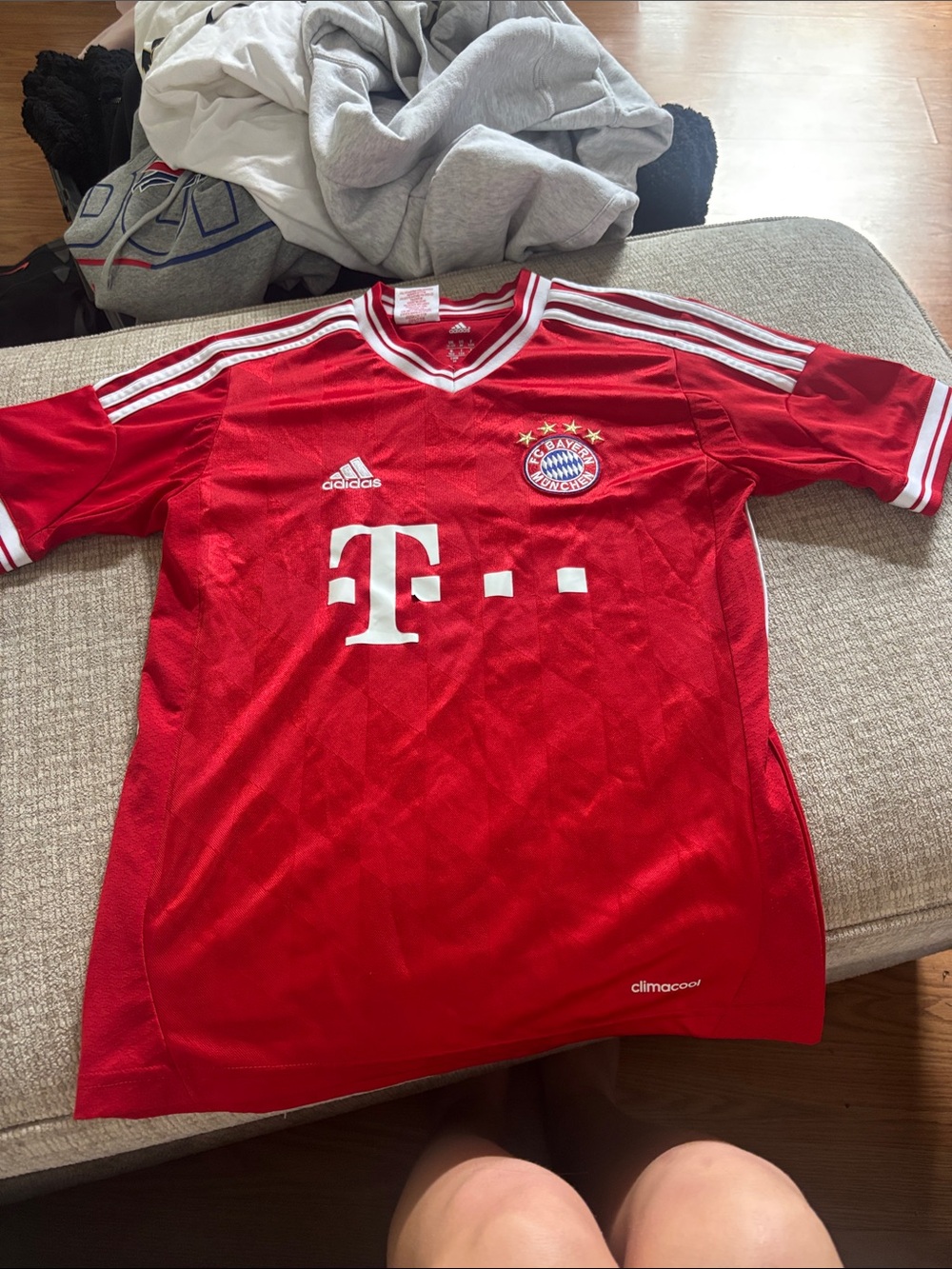 adidas Red Bayern Munich Home Jersey with White Accents